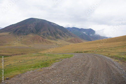 Mountains of lower Tian Shan range in Kyrgyzstan near Kochkor