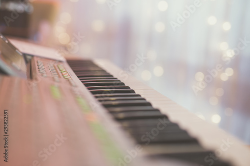 Keyboard piano musical instrument close up