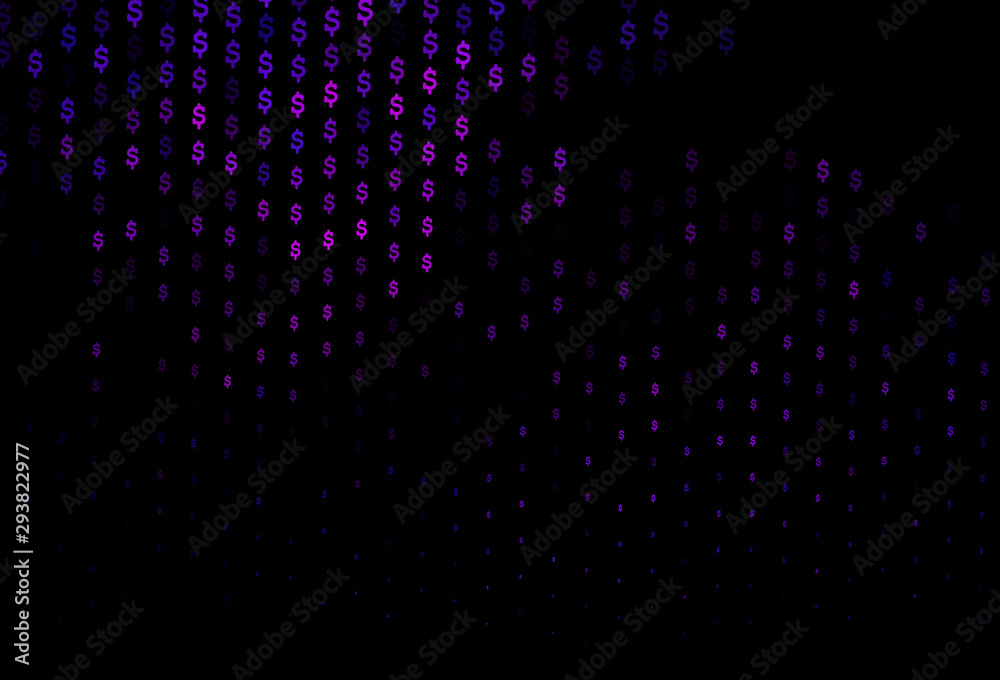 Dark Pink, Blue vector texture with financial symbols.