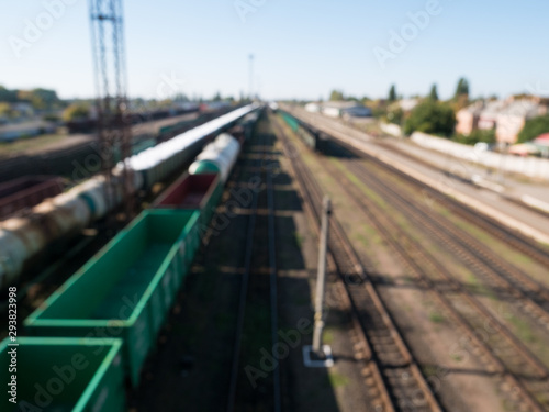 Blurred and defocused Railway with trains