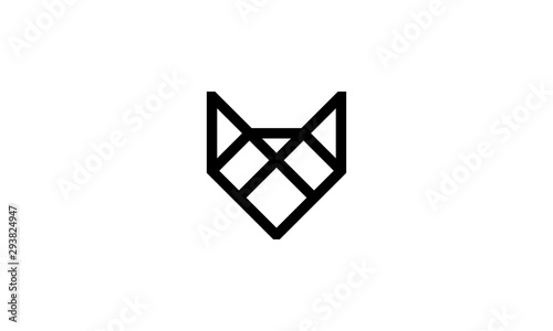 fox head with line style vector logo design template