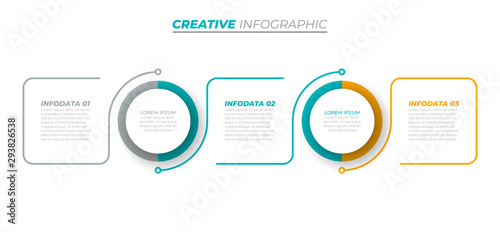 Thin line flat element design template. Business concept with 3 steps, options, processes. Vector illustration.	
