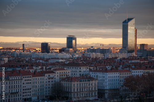 Lyon city evening and clouds