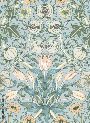 Floral seamless pattern. Modern seamless pattern for interior decoration, wrapping paper, graphic design and textile. Vector illustration. Backgrounds.