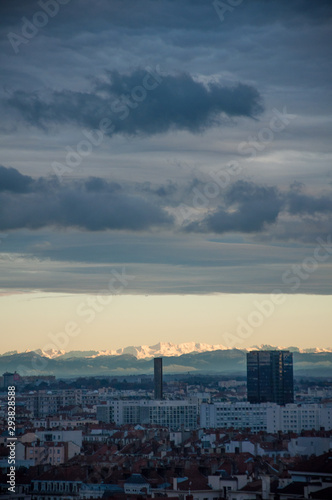 Sunset in Lyon city 
