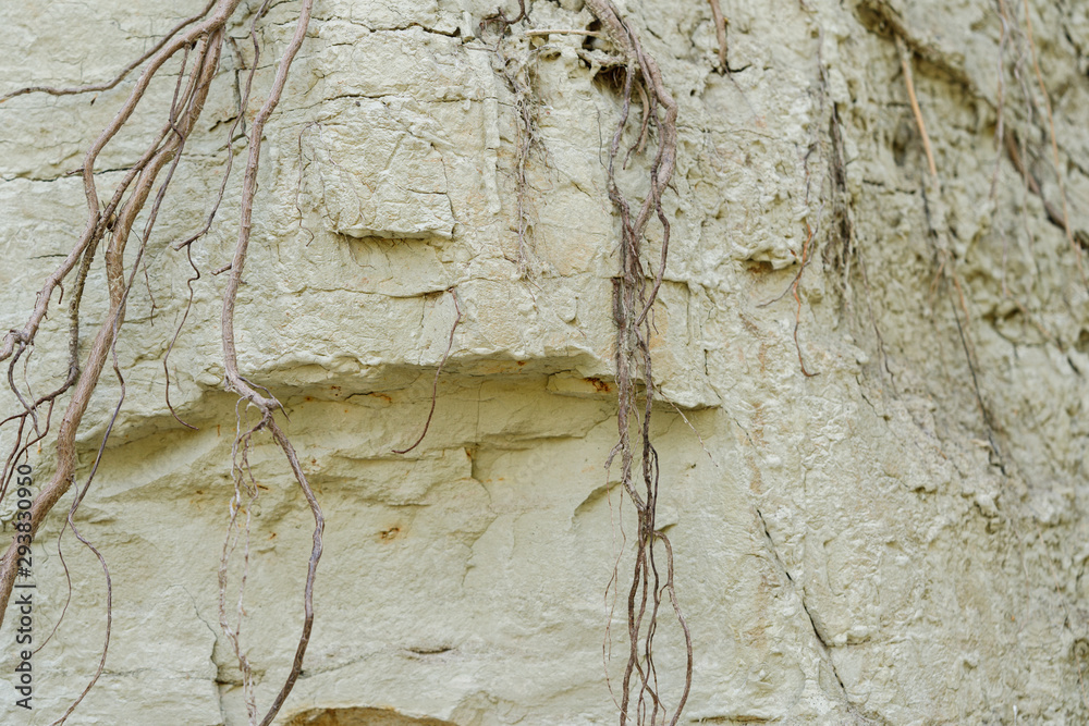 Texture of different layers of clay underground in a clay quarry. clay wall background close up ( Texture of different layers of clay underground in a clay quarry. clay wall background close up (