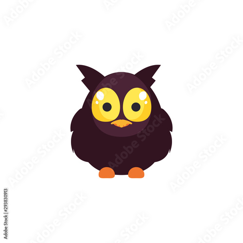 barn owl with eyes yellow on white background