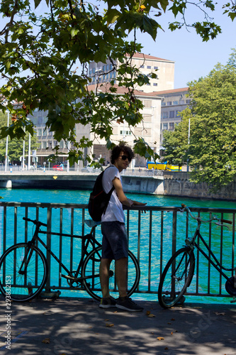 Portrait of happy boy in Zürich, Switzerland