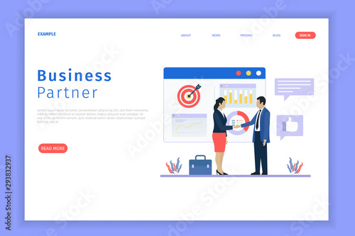 Business partnership landing page for site. Business partnership can be used for websites, landing pages, UI, mobile applications, posters, banner