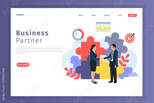 Business partnership landing page for site. Business partnership can be used for websites, landing pages, UI, mobile applications, posters, banner