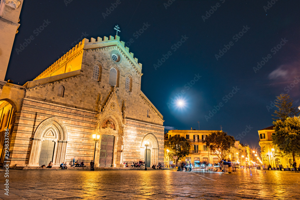 Messina cathedral by night, Sicily.