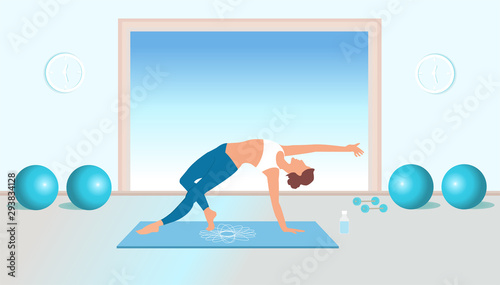  Vector of a fit woman practicing yoga and pilates