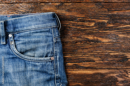 jeans on wooden background