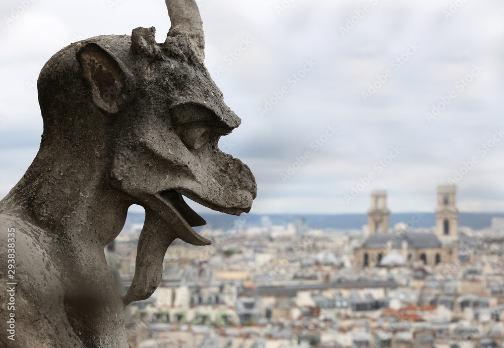Φωτογραφία dreary statue of a monster in the Basilica of Notre Dame de Pari