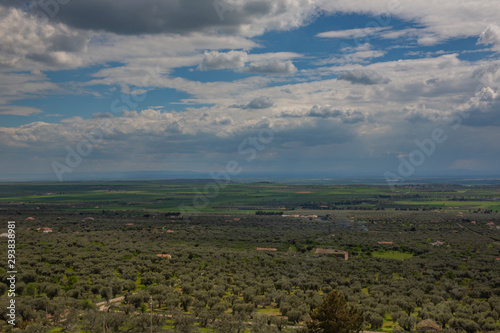 Tavoliere plains in Apulia, view from Gargano hillside, Italy