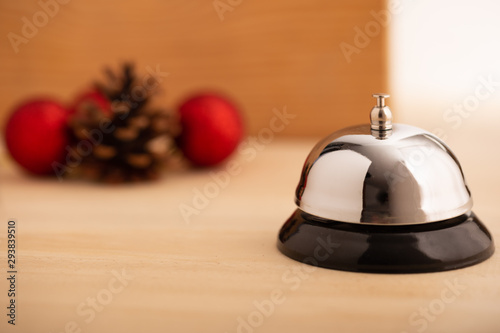 silver brass hotel bell and Xmas decoration