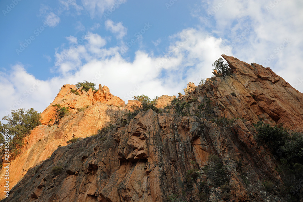 red rocks of the mountain called Les Calanches in french languag red rocks of the mountain called Les Calanches in french languag