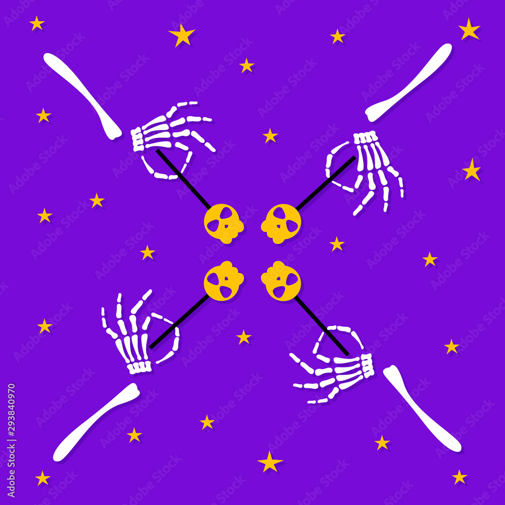 Naklejka premium Abstract happy halloween pattern background. Modern childish halloween art for design card, halloween party invitation, menu, autumn holiday shop sale, bag print, t shirt etc.