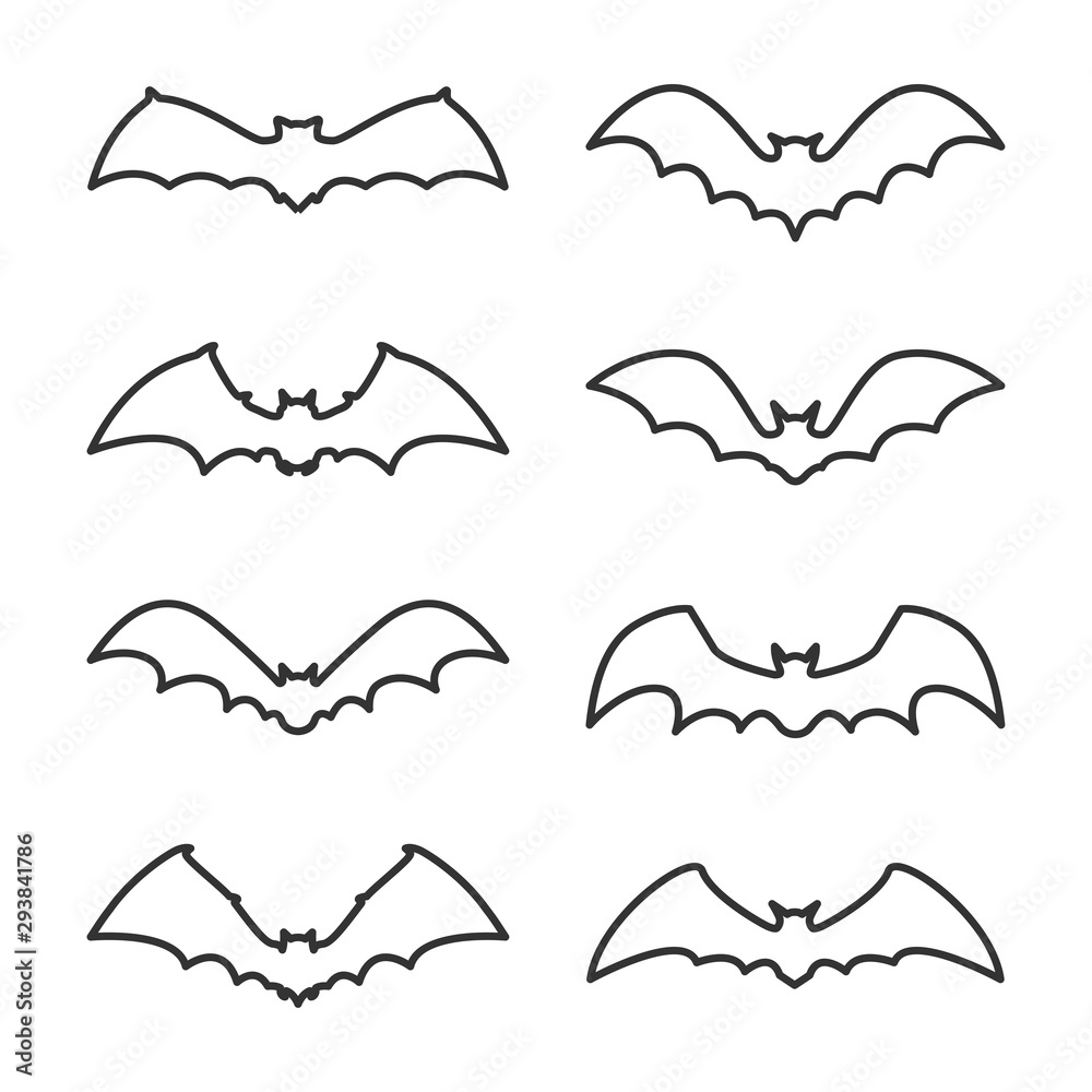 set of bat outline icons Stock Vector | Adobe Stock