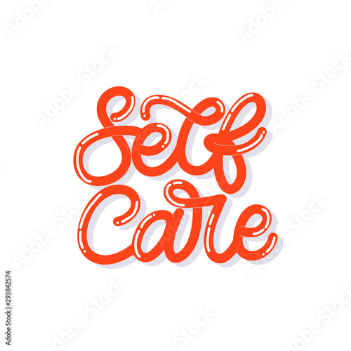 Hand lettering quote. The inscription: Selfcare. Perfect design for greeting cards, posters, T-shirts, banners, print invitations.Monoline lettering. photo