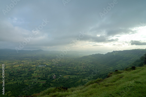 Lush Green Valley view seen from Kaas Plateau,Satara,Maharashtra,India