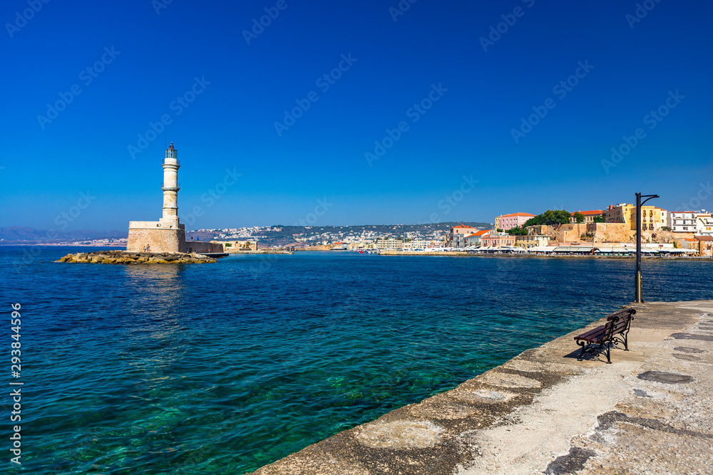 The lighthouse of Chania at Crete, Greece The lighthouse of Chania at Crete, Greece