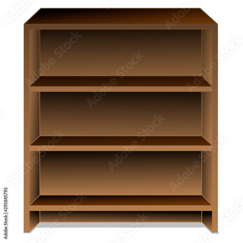 wooden cabinet with shelves for storage. Vector illustration. Isolate on a white background.