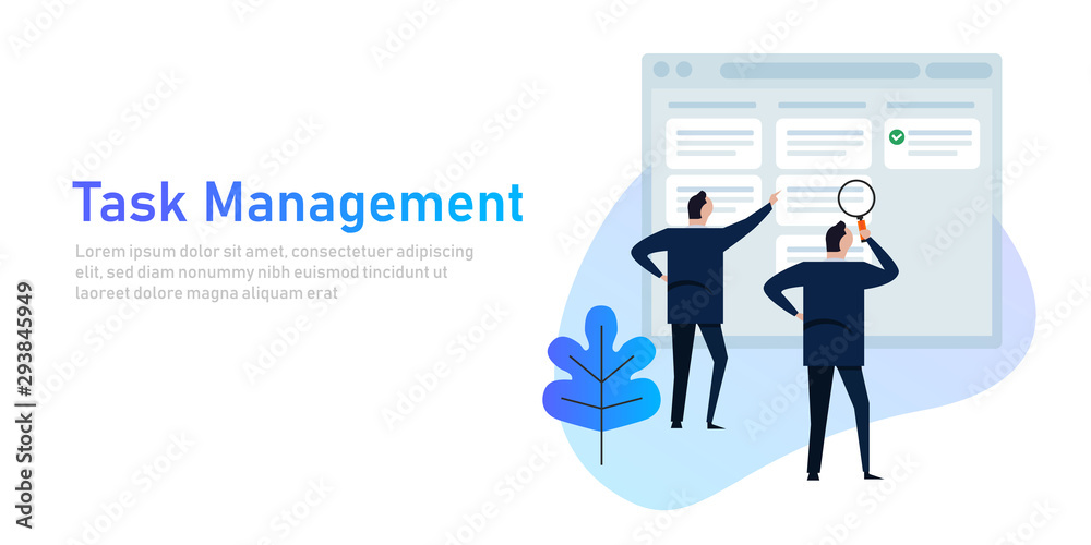 task management project manager business man with to do list software system