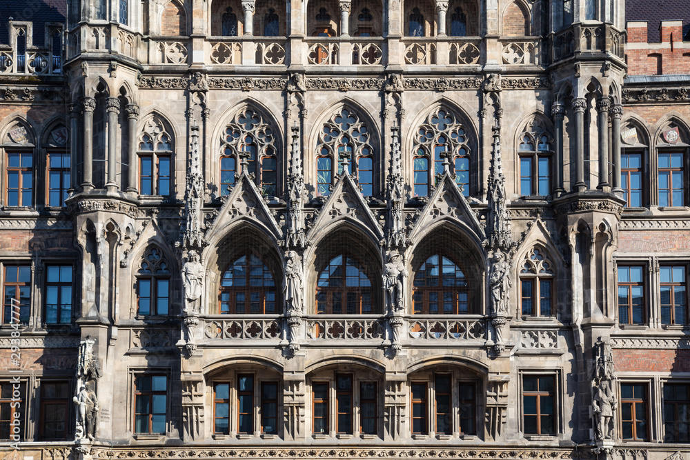 Munich, Germany-: View of the New Town Hall on the Marienplatz Square