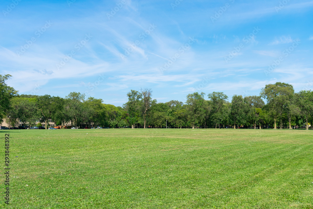 Wide Open Space at Vernon Park in University Village in Chicago during Summer Wide Open Space at Vernon Park in University Village in Chicago during Summer