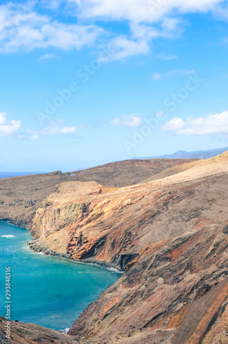 Amazing volcanic landscape in Ponta de Sao Lourenco  Madeira Island  Portugal. The easternmost point of the island of Madeira  rocks  cliffs by the Atlantic ocean. Portuguese landscape. Tourist place