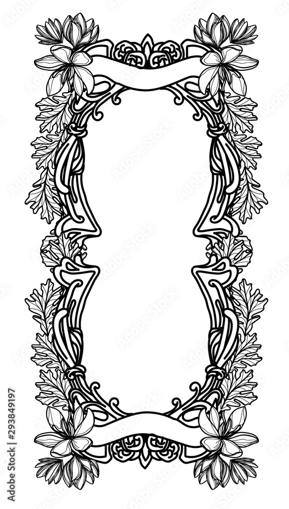 flower fream vintage hand drawing and sketch black and white on white background.
