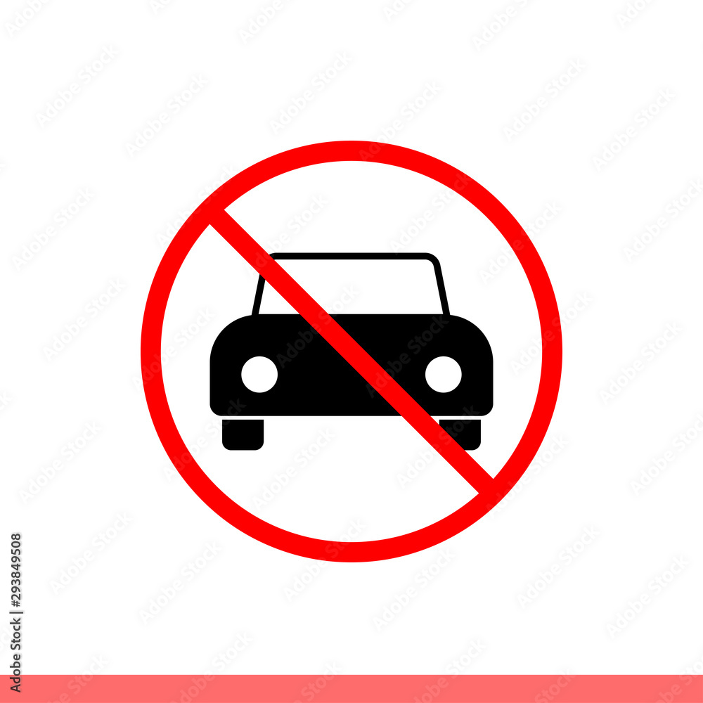 No parking icon in modern flat design isolated on white background, forbidden car vector illustration for web site or mobile app No parking icon in modern flat design isolated on white background, forbidden car vector illustration for web site or mobile app