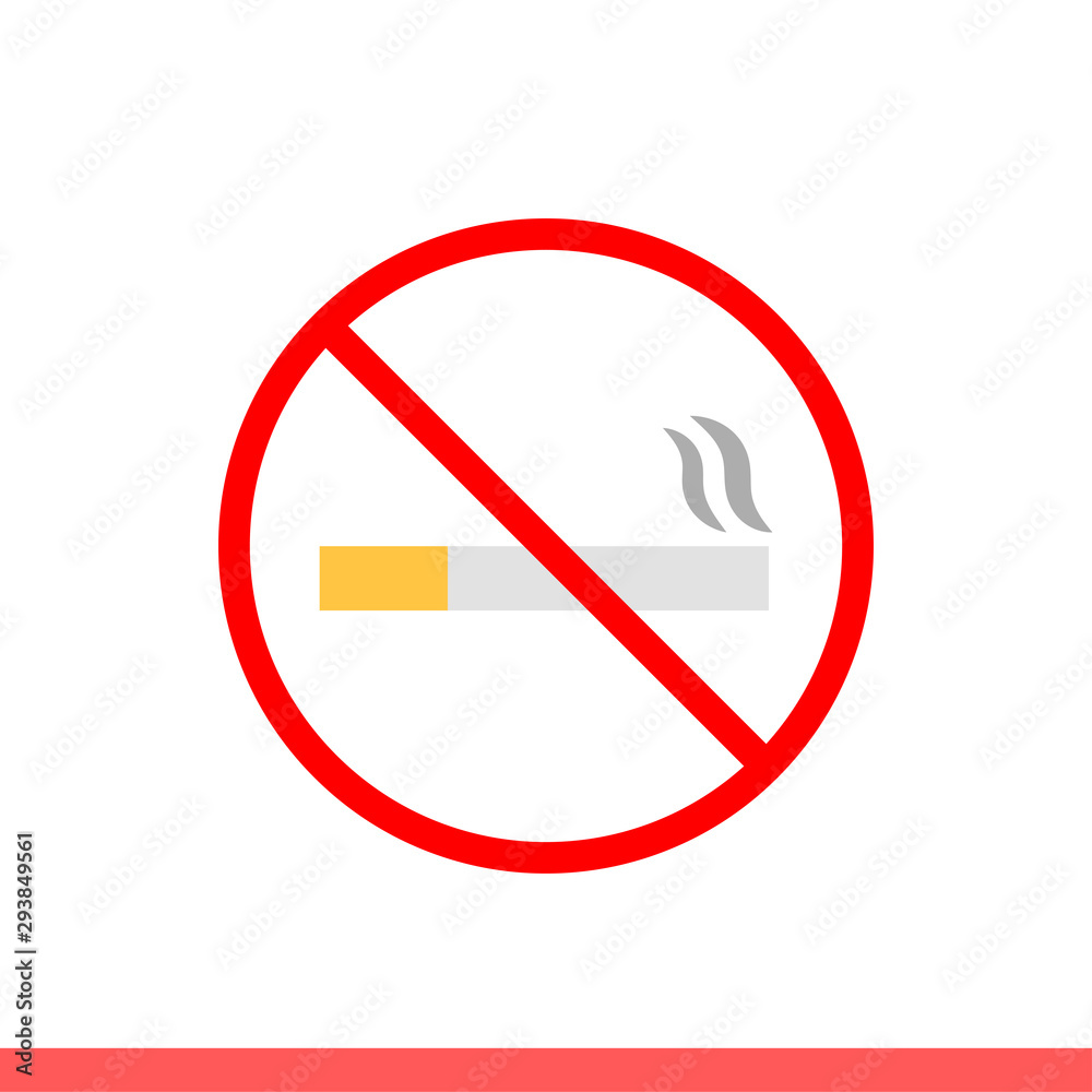 No smoking icon in modern flat design isolated on white background, forbidden cigarette vector illustration for web site or mobile app No smoking icon in modern flat design isolated on white background, forbidden cigarette vector illustration for web site or mobile app
