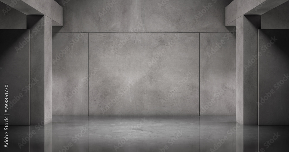 Moderne Beton Wand mit Marmor Boden Stein Platten Architektur Hintergrund Kulisse - obrazy, fototapety, plakaty 