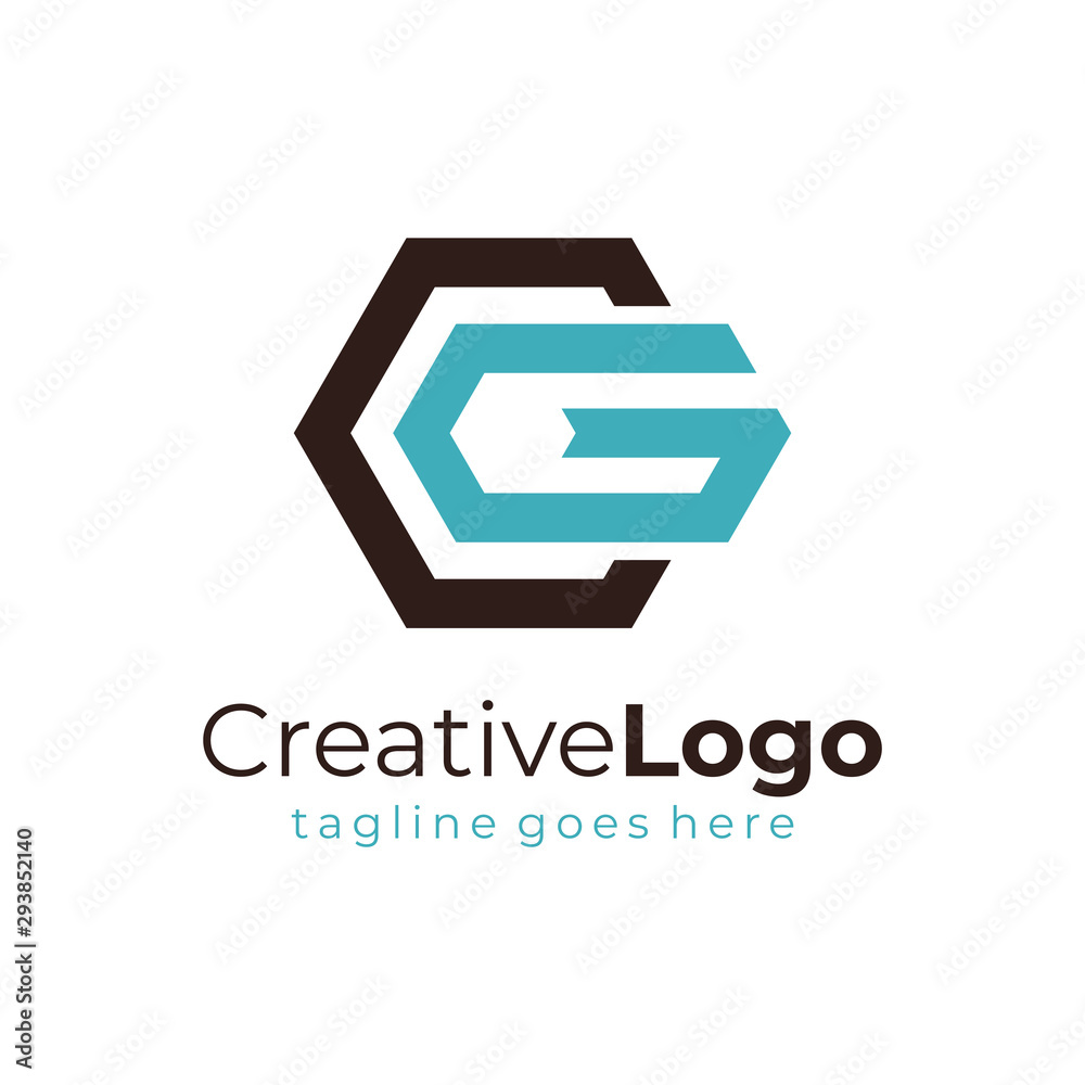 Hexagon Letter C and G Logo Vector