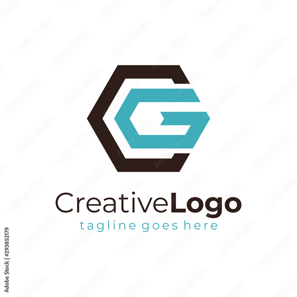 Hexagon Letter C and G Logo Vector