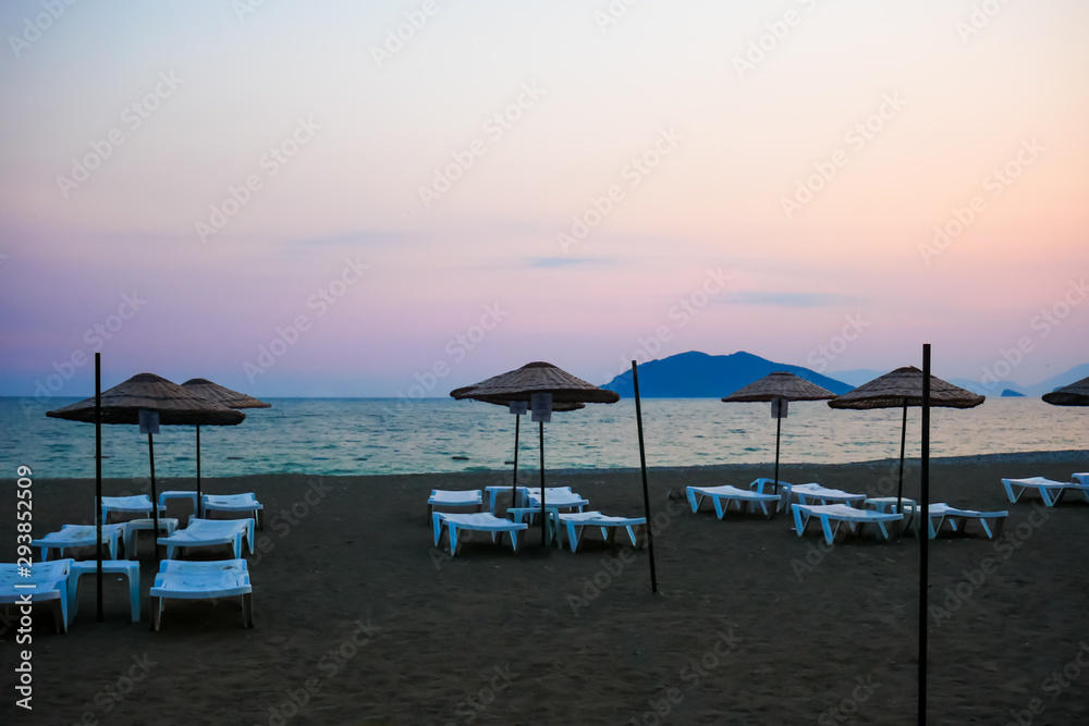 evening, sunset beach cost sea