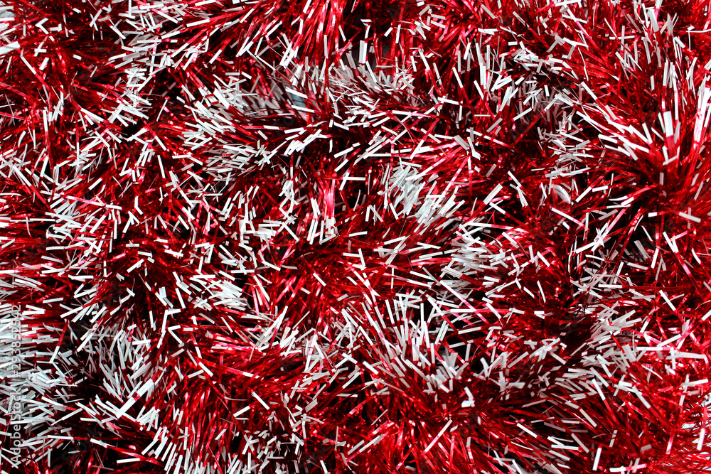 Fototapeta premium red shiny christmas tinsel texture for decoration