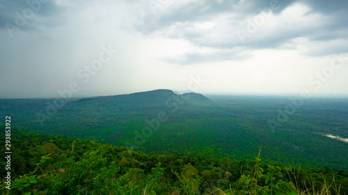 Landscape of Pha Taem National Park in cloudy day in Ubon Ratchathani province, Thailand