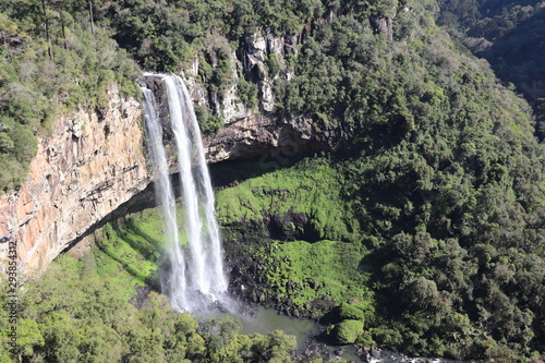  A panorama of the Caracol Waterfall seen from the Caracol Park Lookout  where you can have a privileged view of the waterfall  valley and native forest.