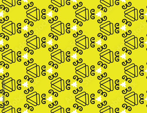 Vector seamless geometric pattern. Yellow background, white lines.