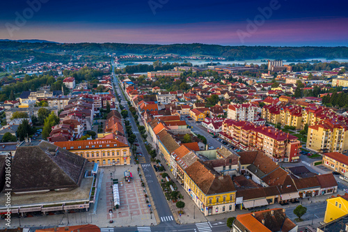 Daruvar in the morning from the air 