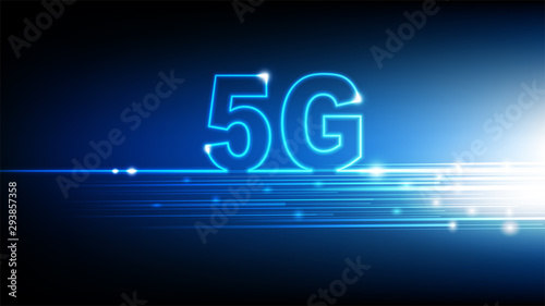 High speed internet 5G technology with blue abstract futuristic background, Vector illustration