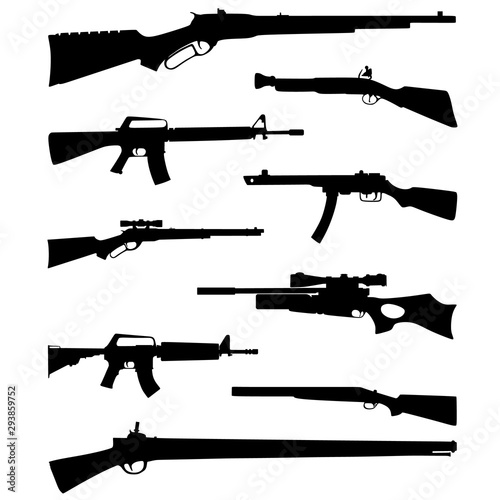 Rifles Silhouettes. A set of rifle silhouettes over white. Guns silhouettes.