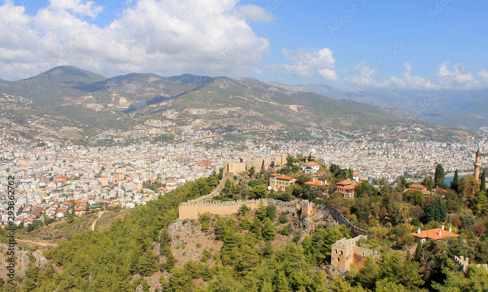 Alanya is a city on the Mediterranean Sea in Turkey,   tourist site