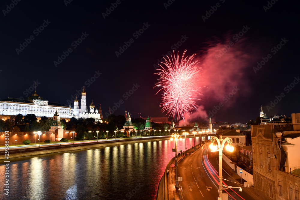 Fototapeta premium fireworks in honor of the holiday in the capital