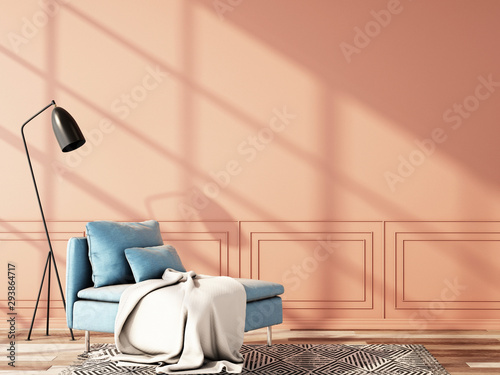 interior design for color trend 2020,3d rendering,3d illustration