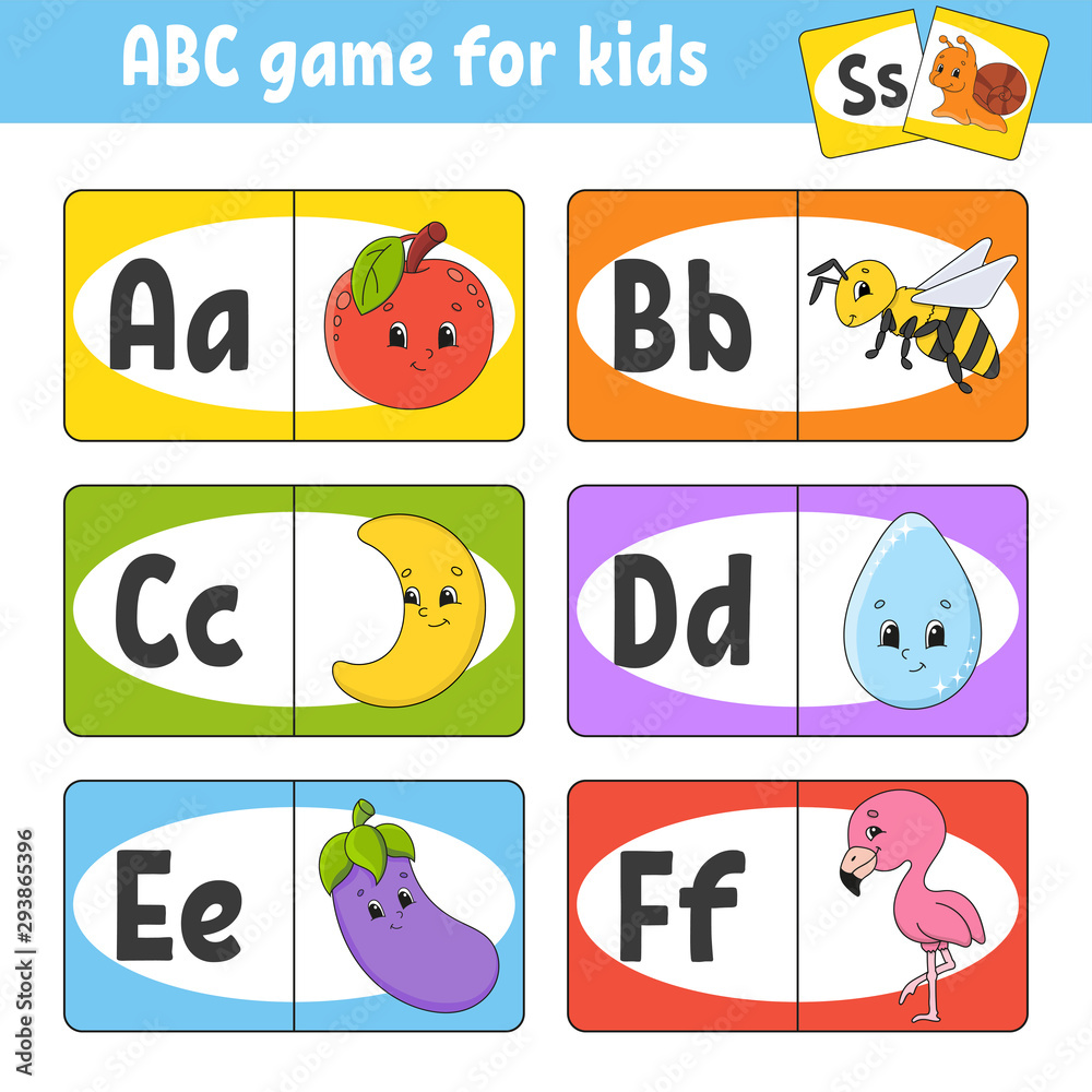 Set ABC flash cards. Alphabet for kids. Learning letters. Education ...