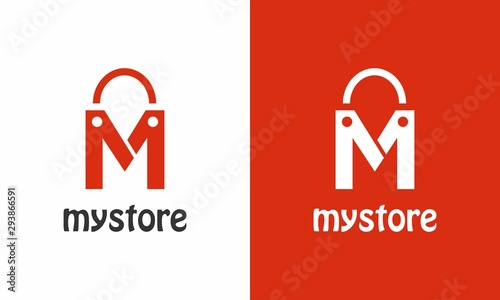 Monogram logo design of letter M and e-commerce business with white background - EPS10 - Vector.